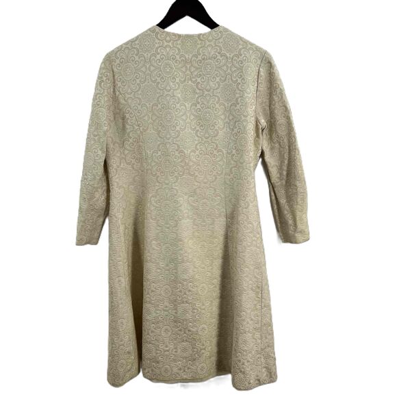 Vintage Cream Brocade Midi Evening Overcoat Womens Med / Large (estimated) - Picture 8 of 9